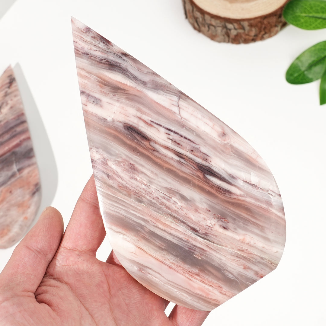 Natural Pink Thousand Layer Agate Teardrop
