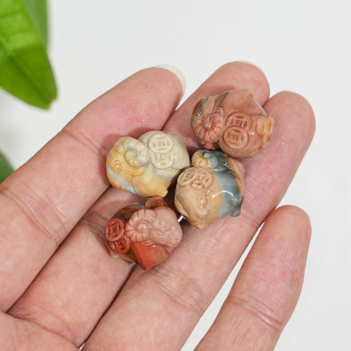 Natural Crystal Cute Alashan Agate Coin Sheep