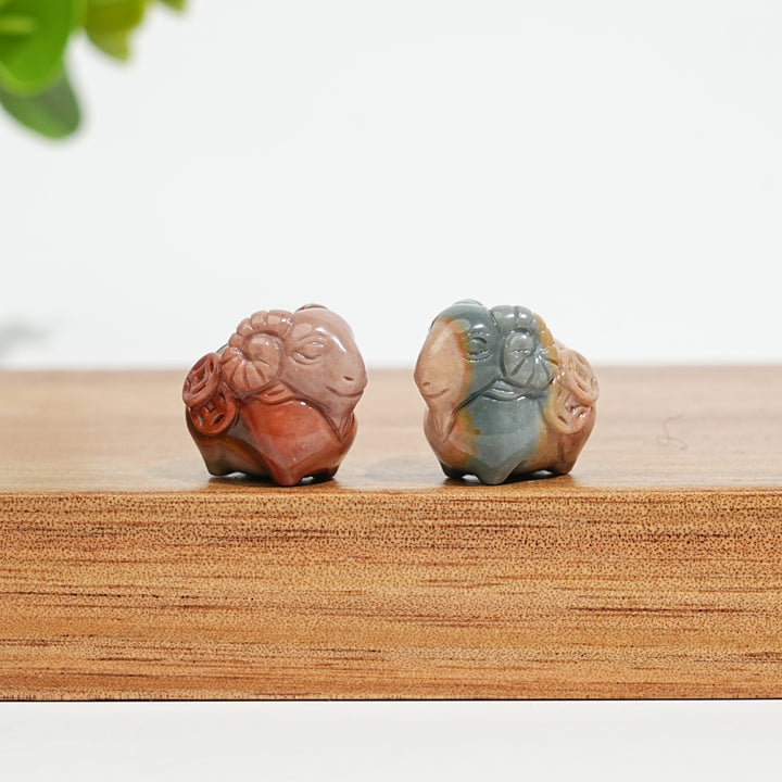 Natural Crystal Cute Alashan Agate Coin Sheep