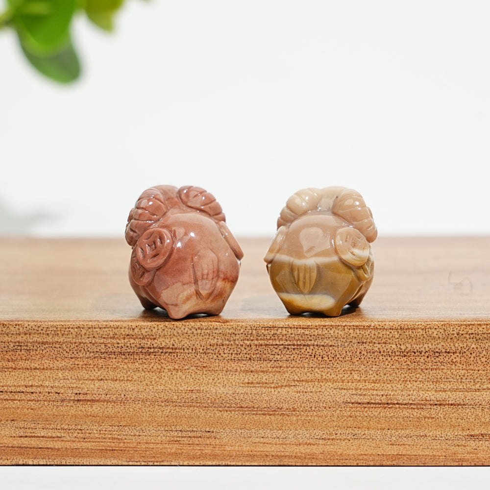 Natural Crystal Cute Alashan Agate Coin Sheep