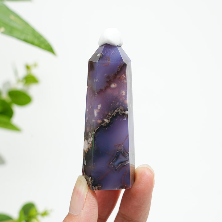Unique,A Slightly Imperfect Natural Crystal Blue Flower Agate Point