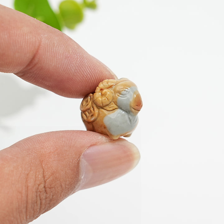 Natural Crystal Cute Alashan Agate Coin Sheep
