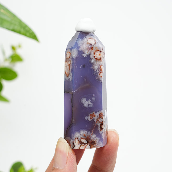Unique,A Slightly Imperfect Natural Crystal Blue Flower Agate Point