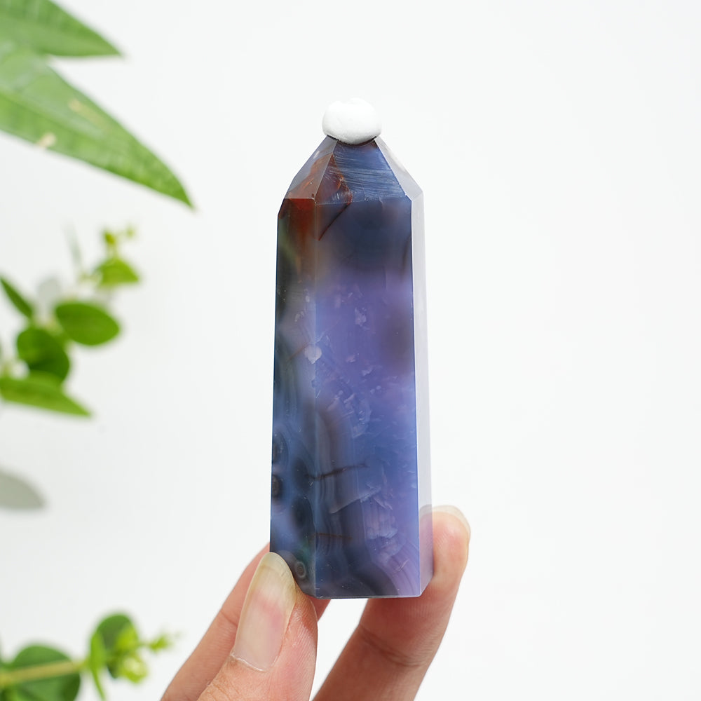 Unique,A Slightly Imperfect Natural Crystal Blue Flower Agate Point