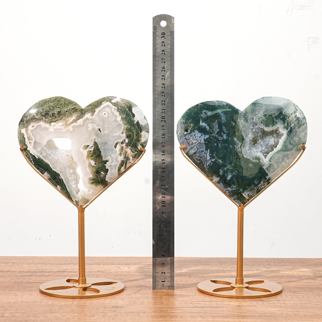 Unique,  Natural Moss Agate Geode Heart
