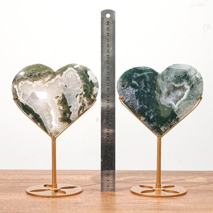 Unique,  Natural Moss Agate Geode Heart