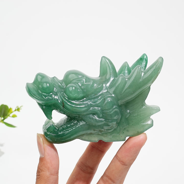 Natural Crystal Open Mouth Dragon Head Carving