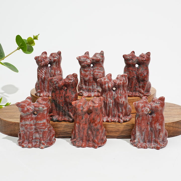 Natural Crystal Couple Cat Carving