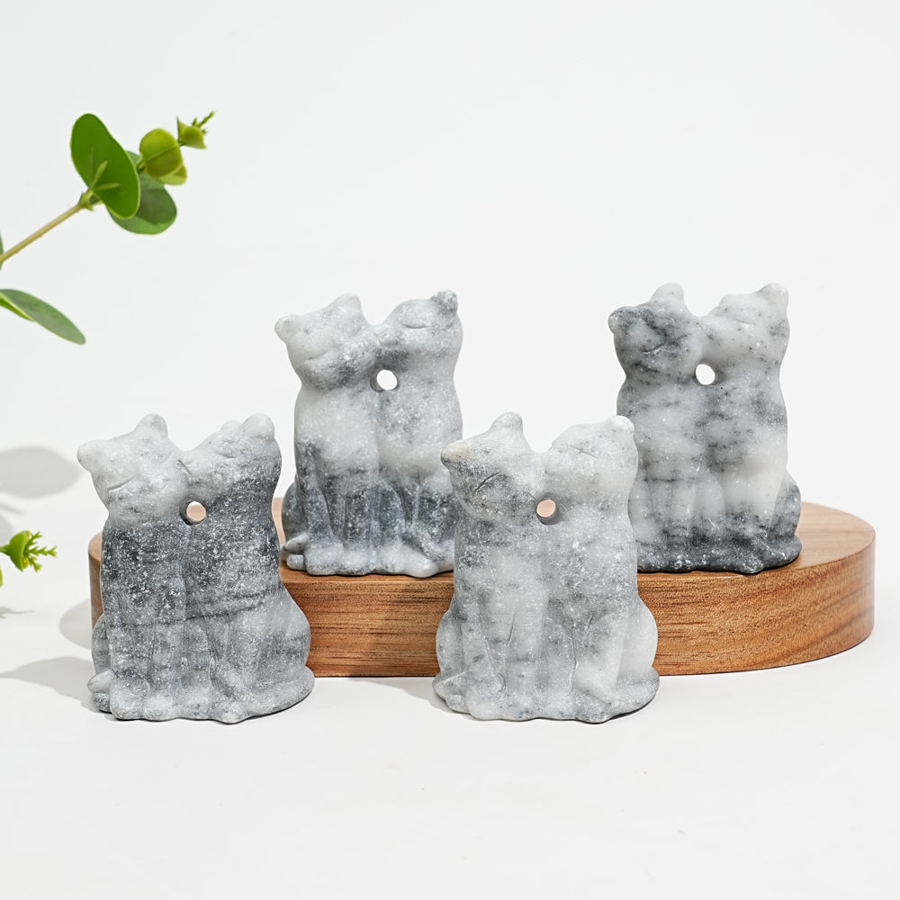 Natural Crystal Couple Cat Carving