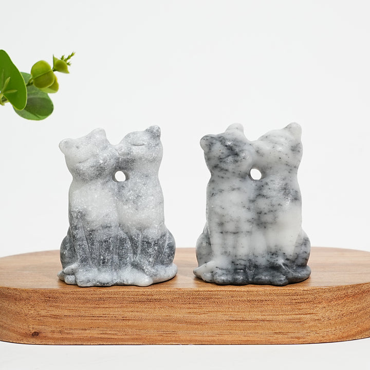 Natural Crystal Couple Cat Carving