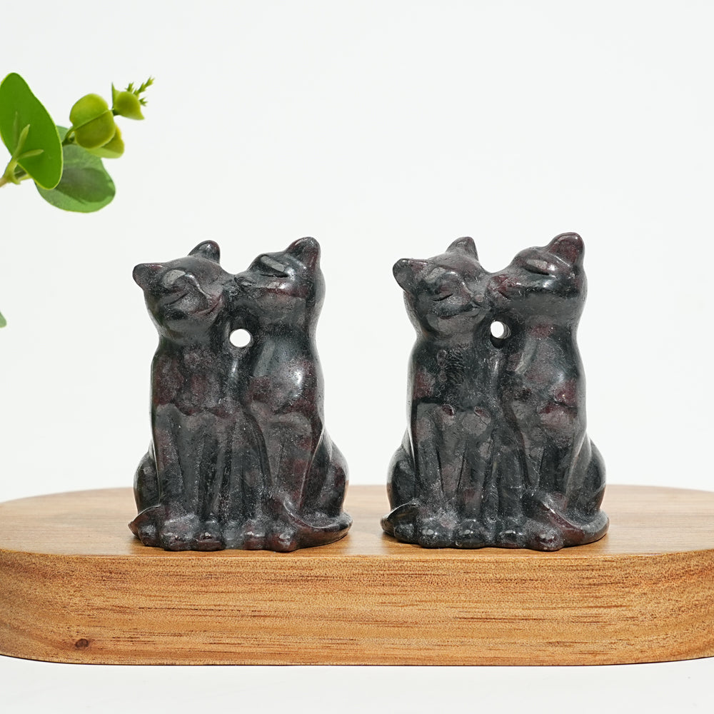Natural Crystal Couple Cat Carving