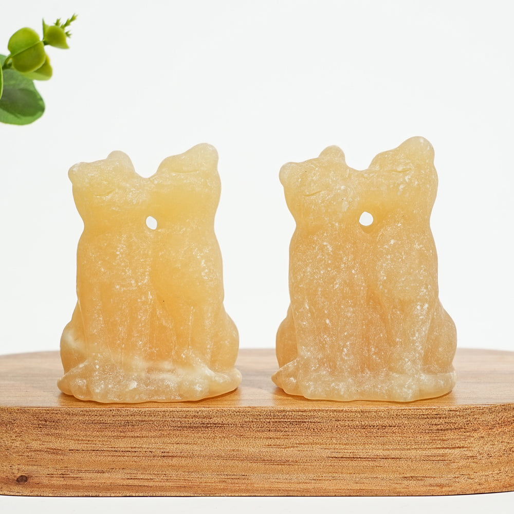 Natural Crystal Couple Cat Carving