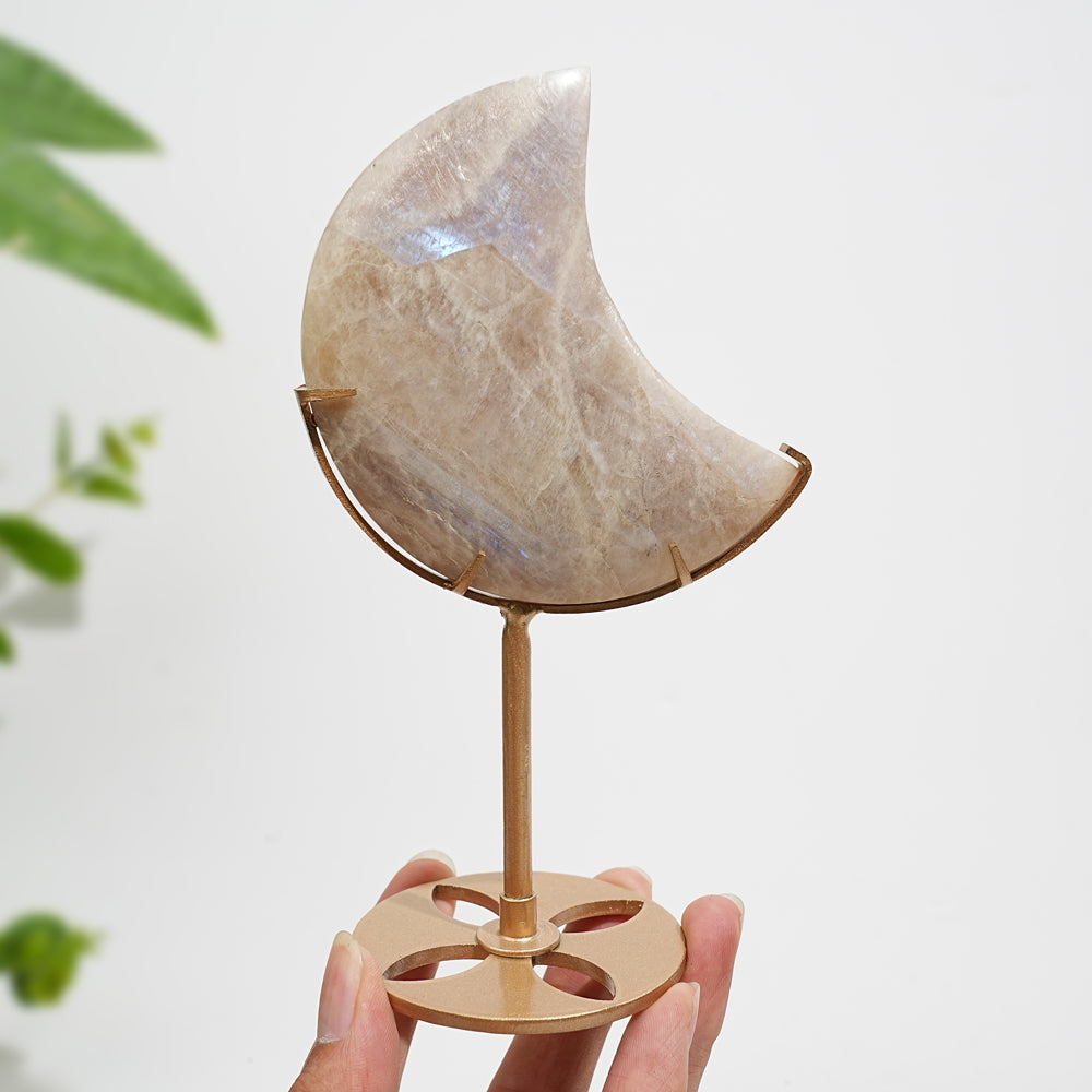 Unique,Natural Crystal Moonstone Crescent Moon