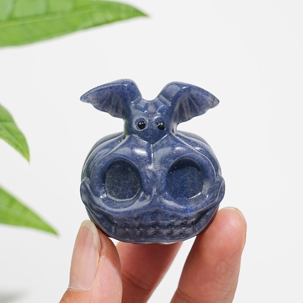 Natural Crystal Adorable Pumpkin Bat Carving