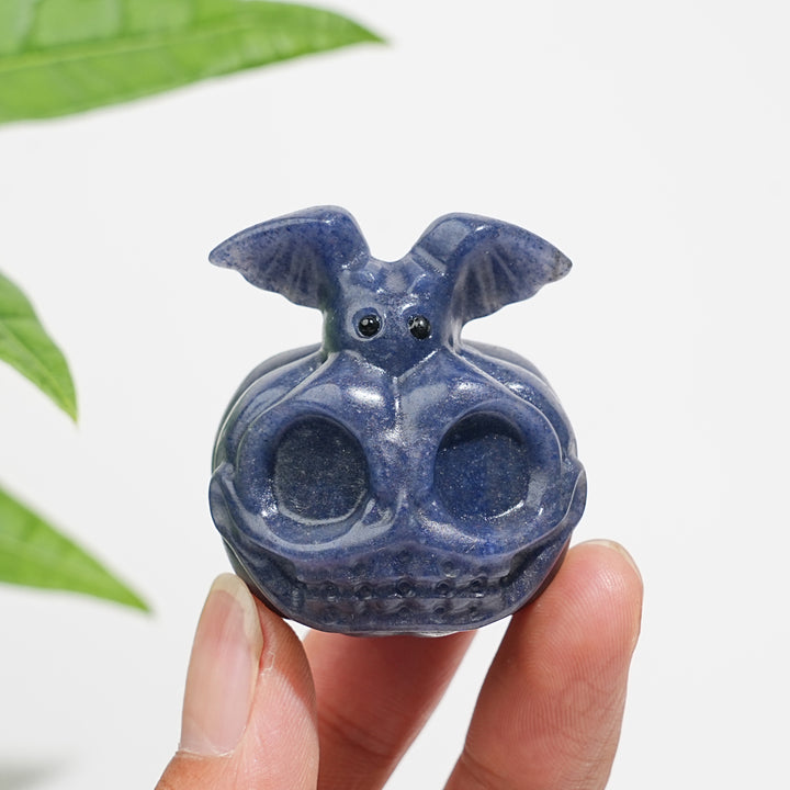 Natural Crystal Adorable Pumpkin Bat Carving