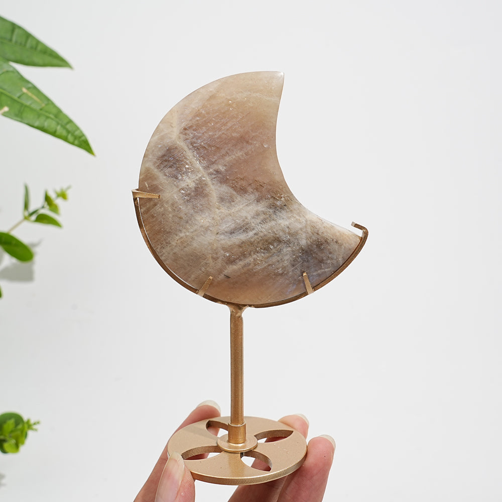 Unique,Natural Crystal Moonstone Crescent Moon