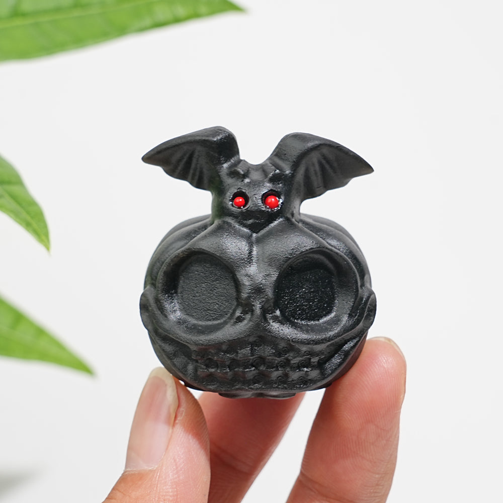 Natural Crystal Adorable Pumpkin Bat Carving