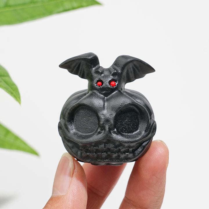 Natural Crystal Adorable Pumpkin Bat Carving