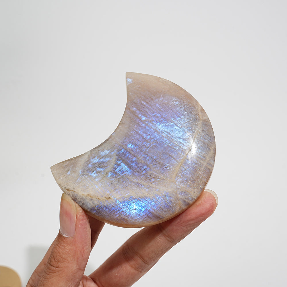 Unique,Natural Crystal Moonstone Crescent Moon