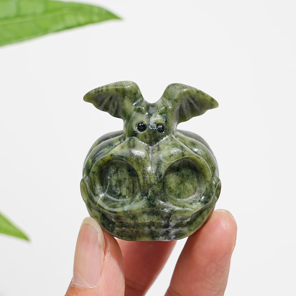 Natural Crystal Adorable Pumpkin Bat Carving