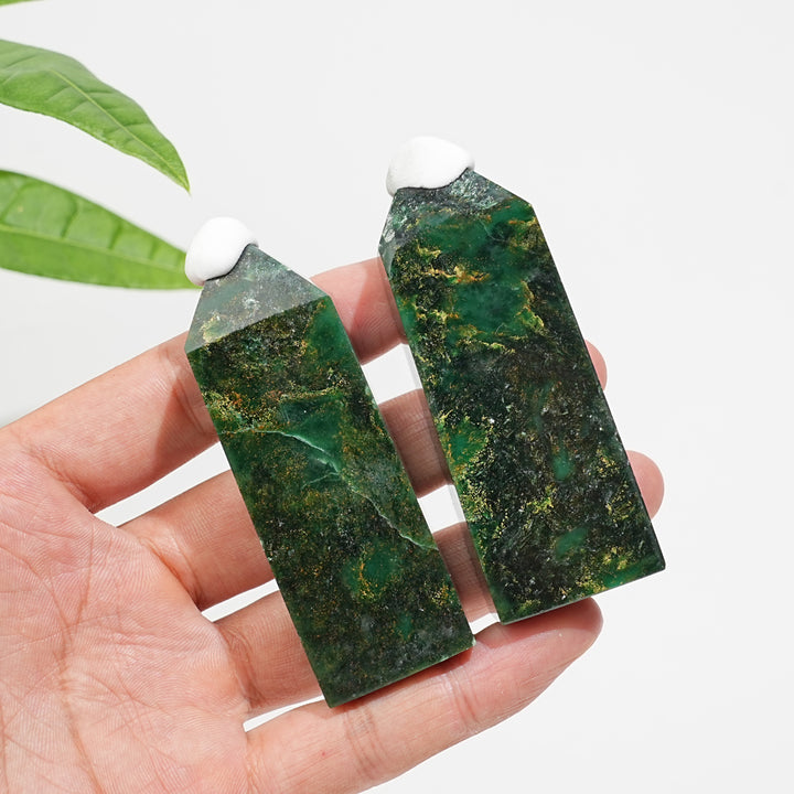 Natural Crystal Fuchsite In Quartz Point