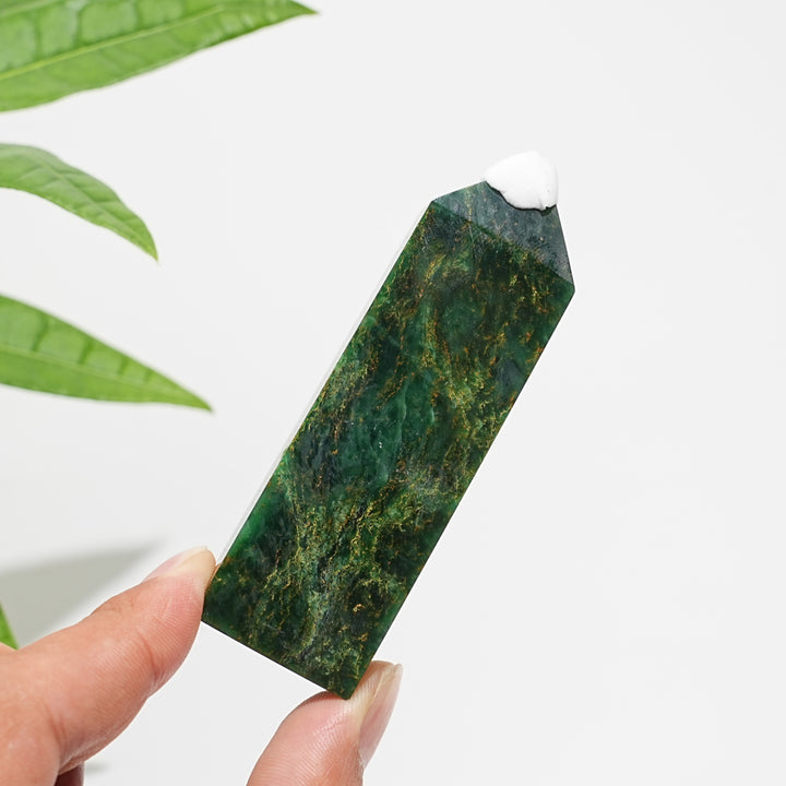 Natural Crystal Fuchsite In Quartz Point