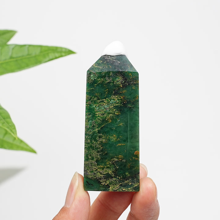 Natural Crystal Fuchsite In Quartz Point