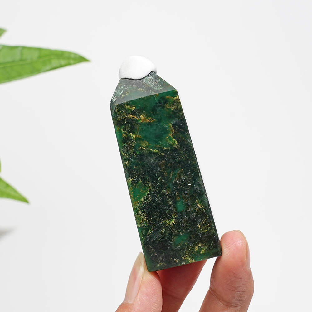 Natural Crystal Fuchsite In Quartz Point