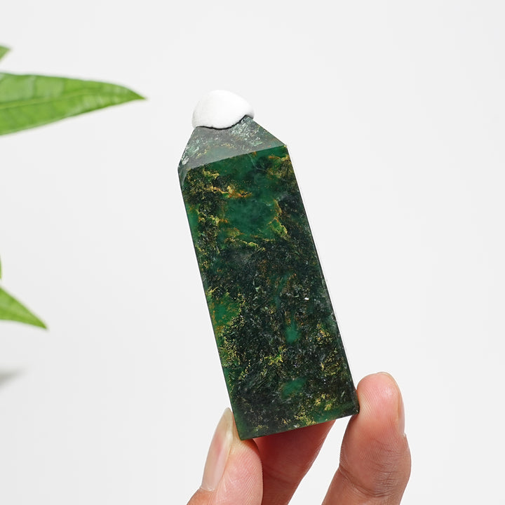 Natural Crystal Fuchsite In Quartz Point