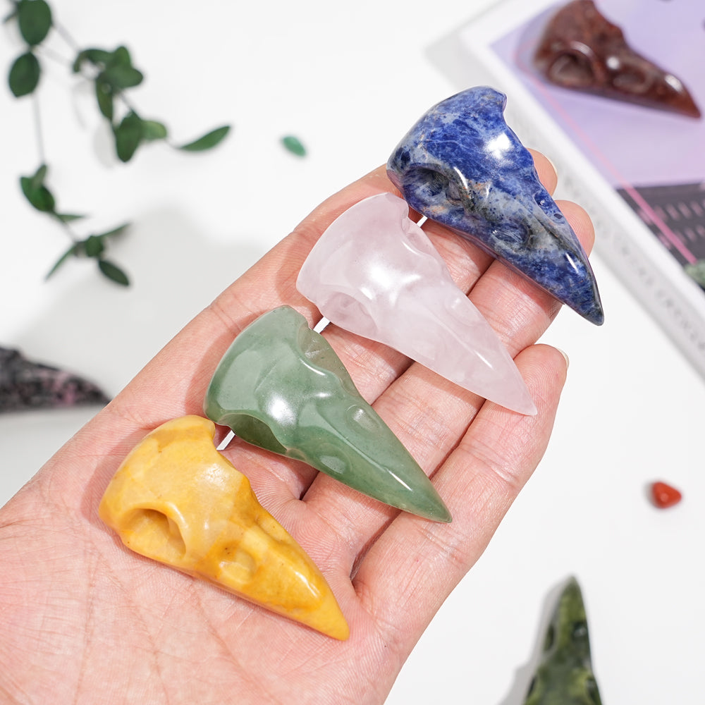 Natural Crystal Crow Skull Carving