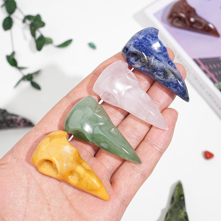 Natural Crystal Crow Skull Carving