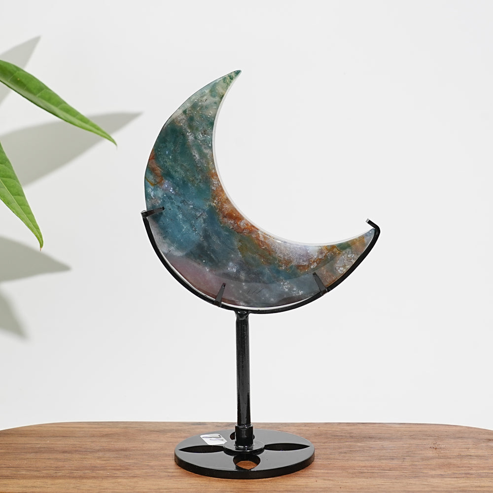 Unique,Natural Crystal Ocean Jasper Crescent Moon