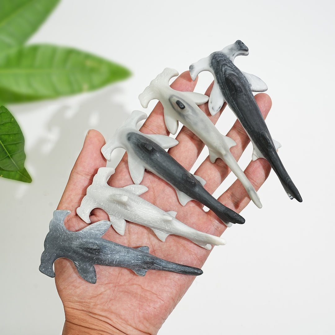 Natural Crystal Taiji Stone Hammerhead Shark Carving