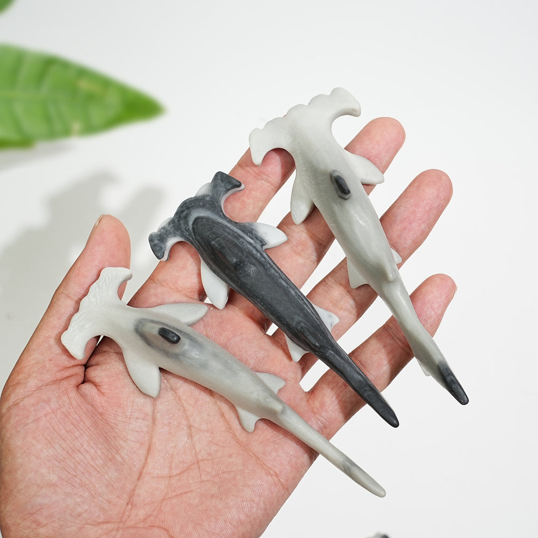Natural Crystal Taiji Stone Hammerhead Shark Carving