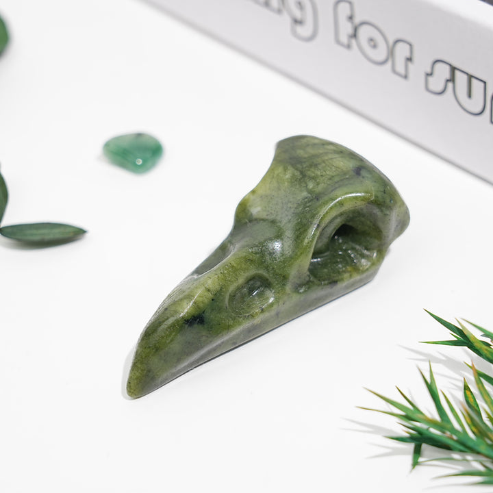 Natural Crystal Crow Skull Carving