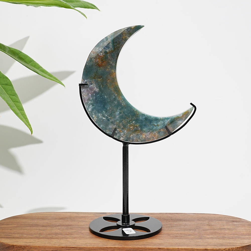Unique,Natural Crystal Ocean Jasper Crescent Moon
