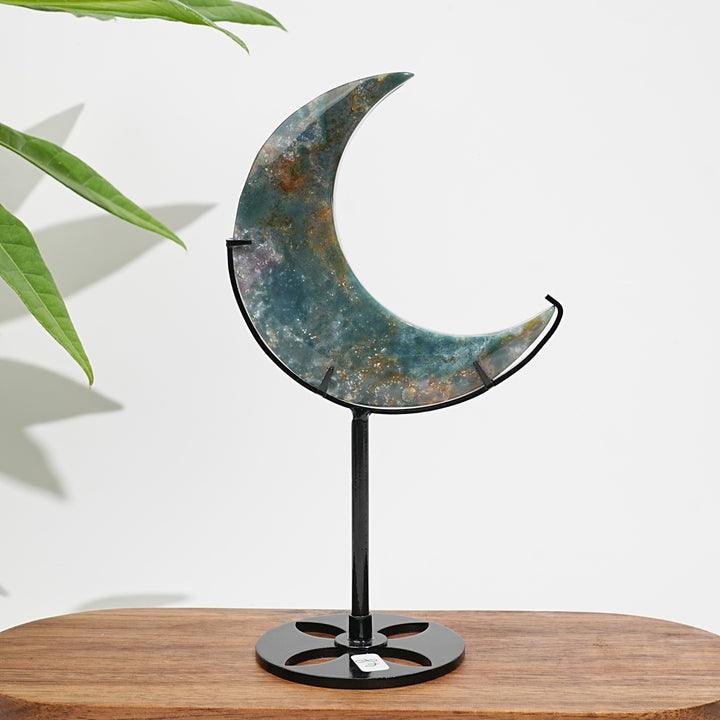Unique,Natural Crystal Ocean Jasper Crescent Moon