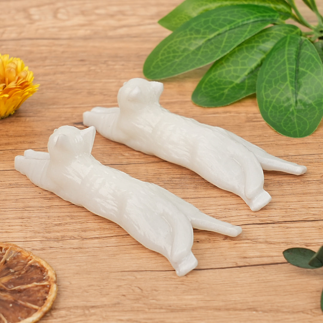 Natural White Jade Long Strip Cat