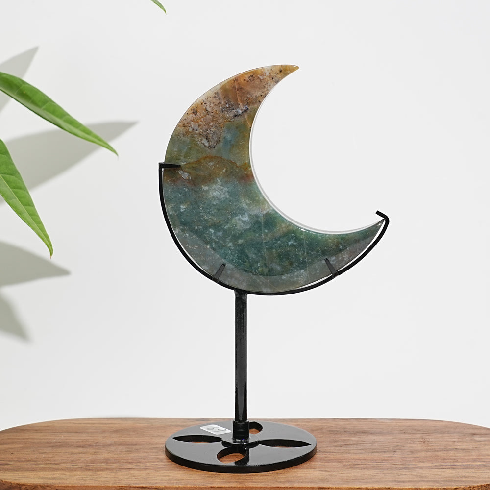 Unique,Natural Crystal Ocean Jasper Crescent Moon