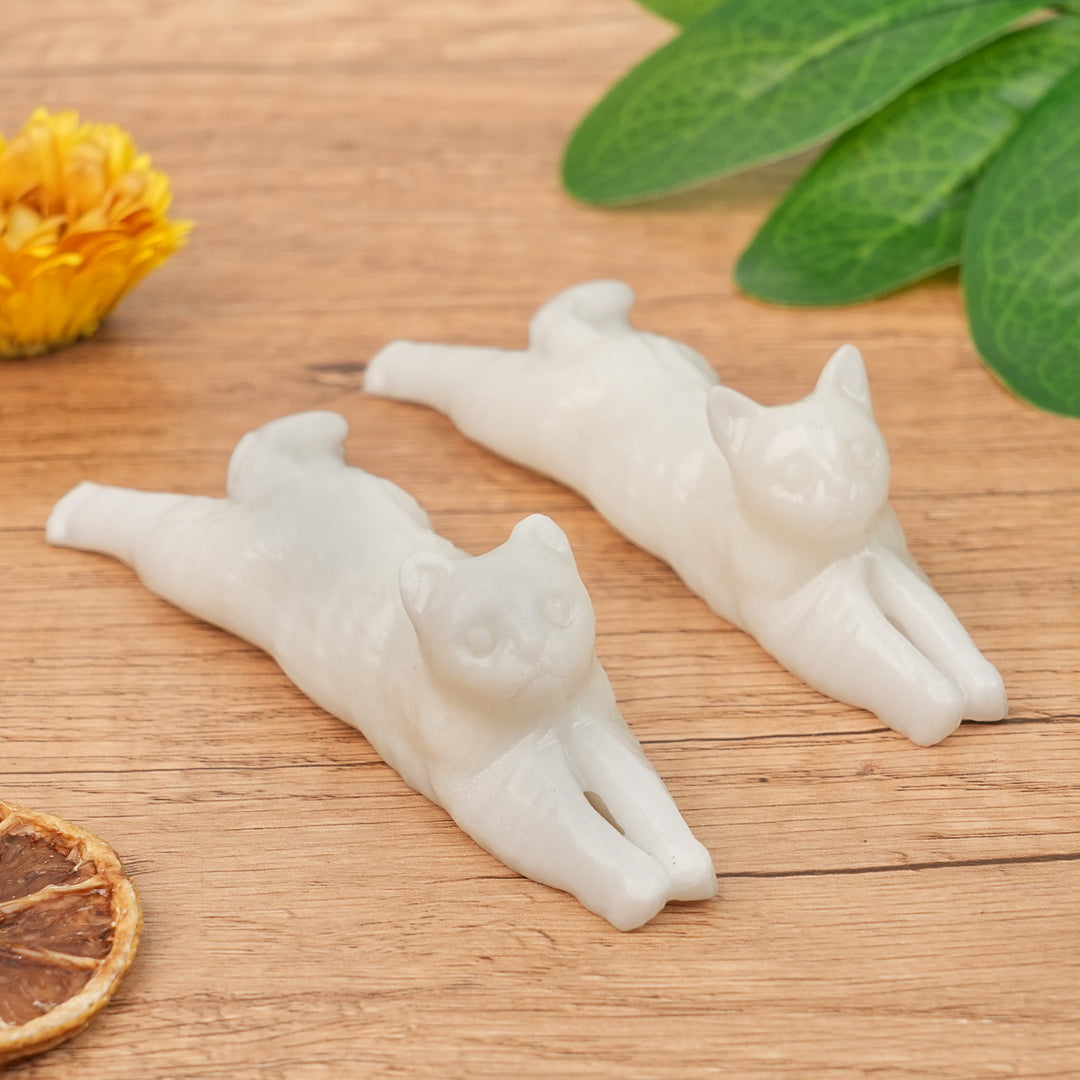 Natural White Jade Long Strip Cat