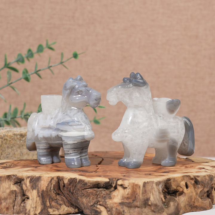 Unique,Natural Carving Agate Horse