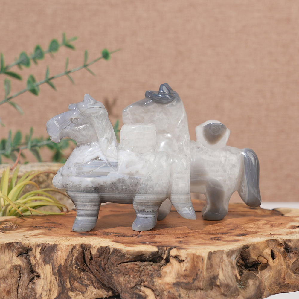 Unique,Natural Carving Agate Horse