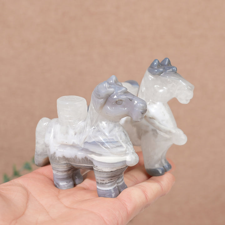 Unique,Natural Carving Agate Horse