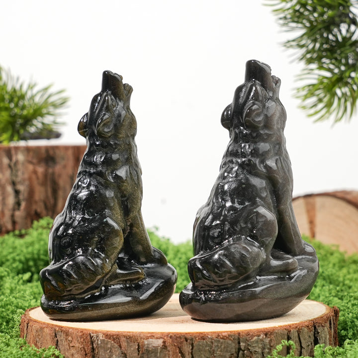 Natural Crystal Carving Howling Wolf
