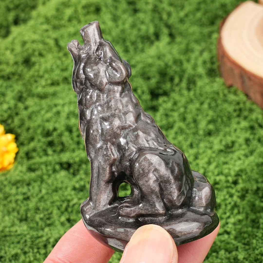 Natural Crystal Carving Howling Wolf