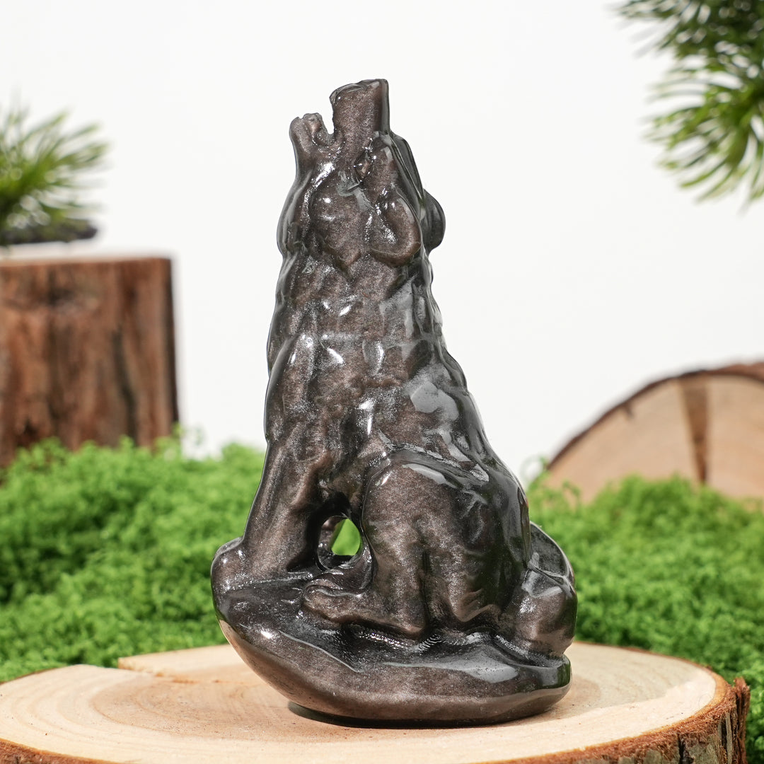 Natural Crystal Carving Howling Wolf