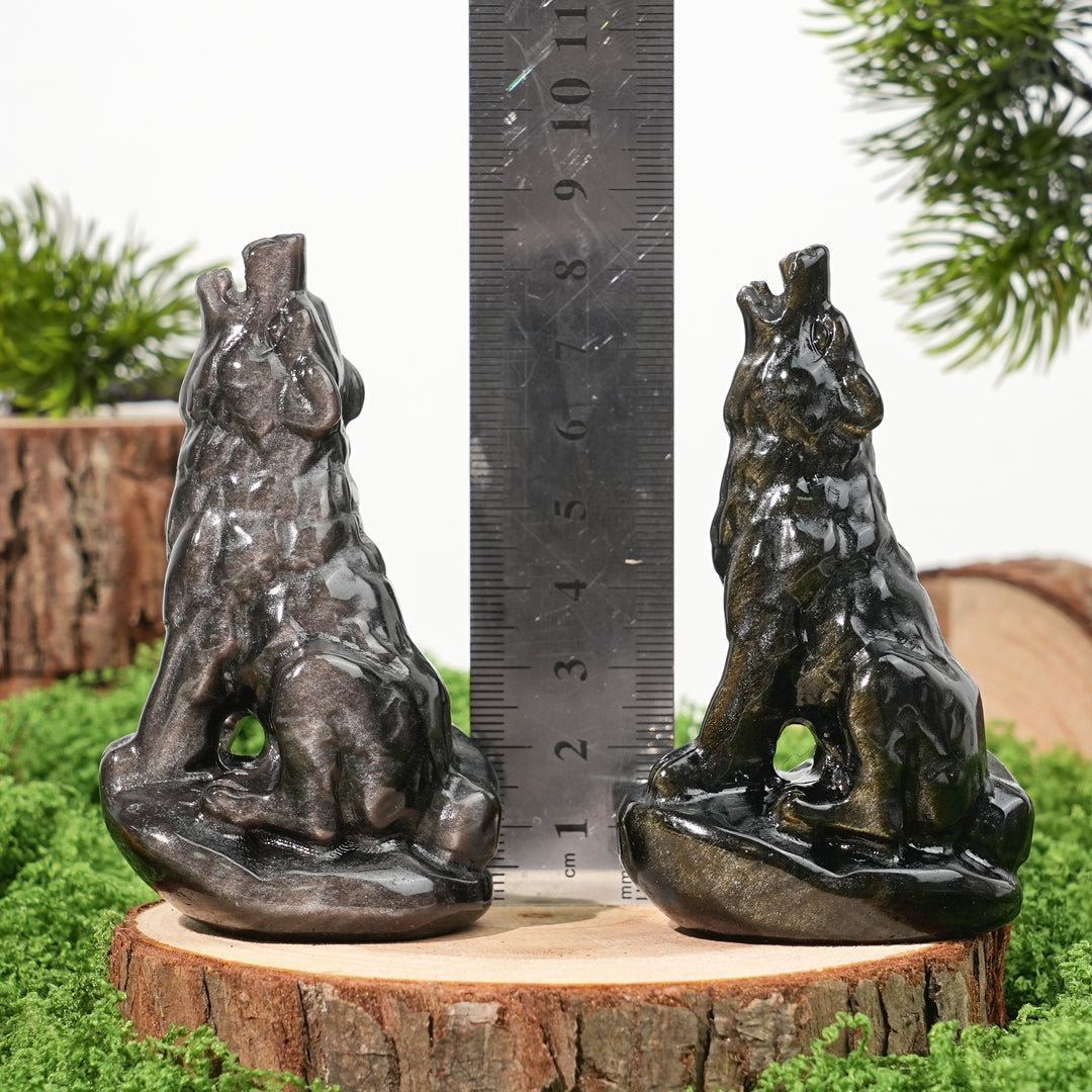 Natural Crystal Carving Howling Wolf