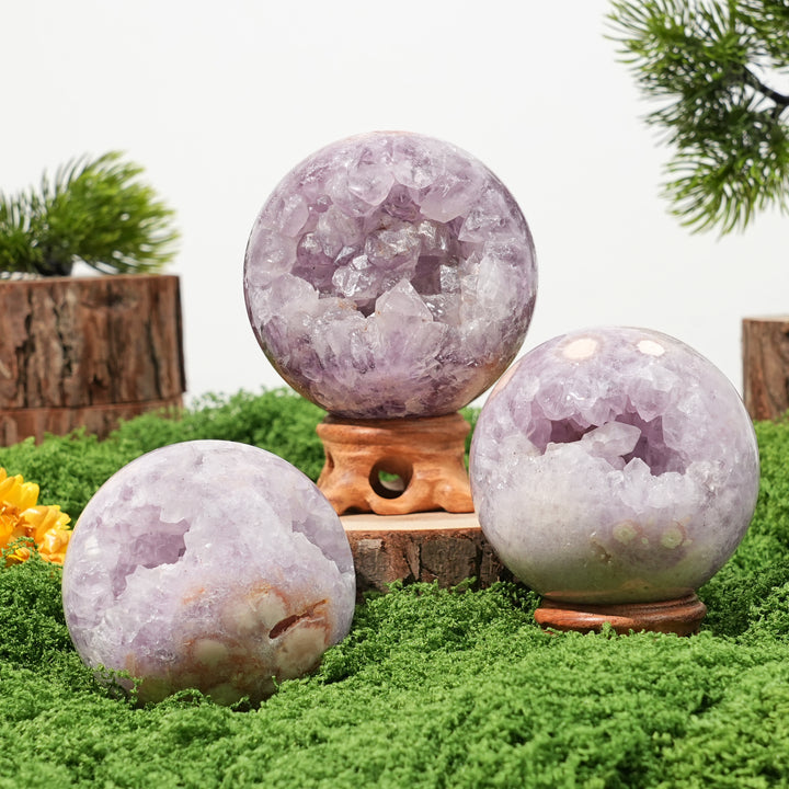 Natural Amethyst  Flower Agate Sphere
