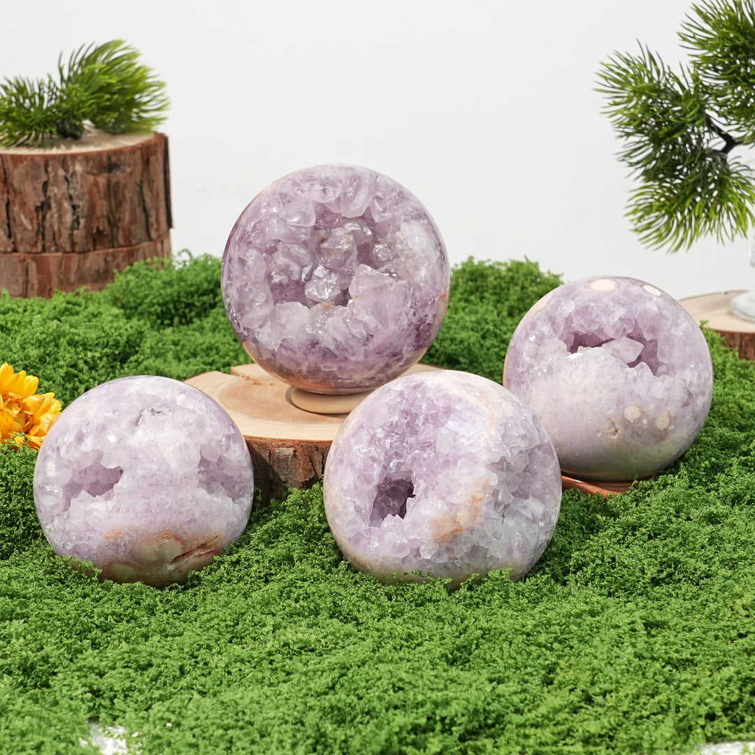 Natural Amethyst  Flower Agate Sphere