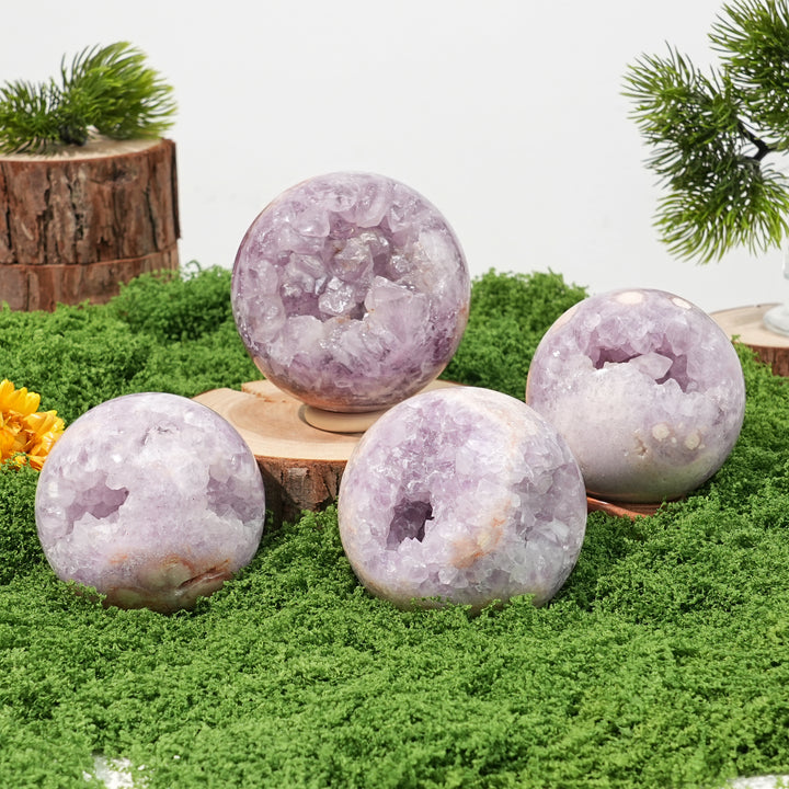 Natural Amethyst  Flower Agate Sphere